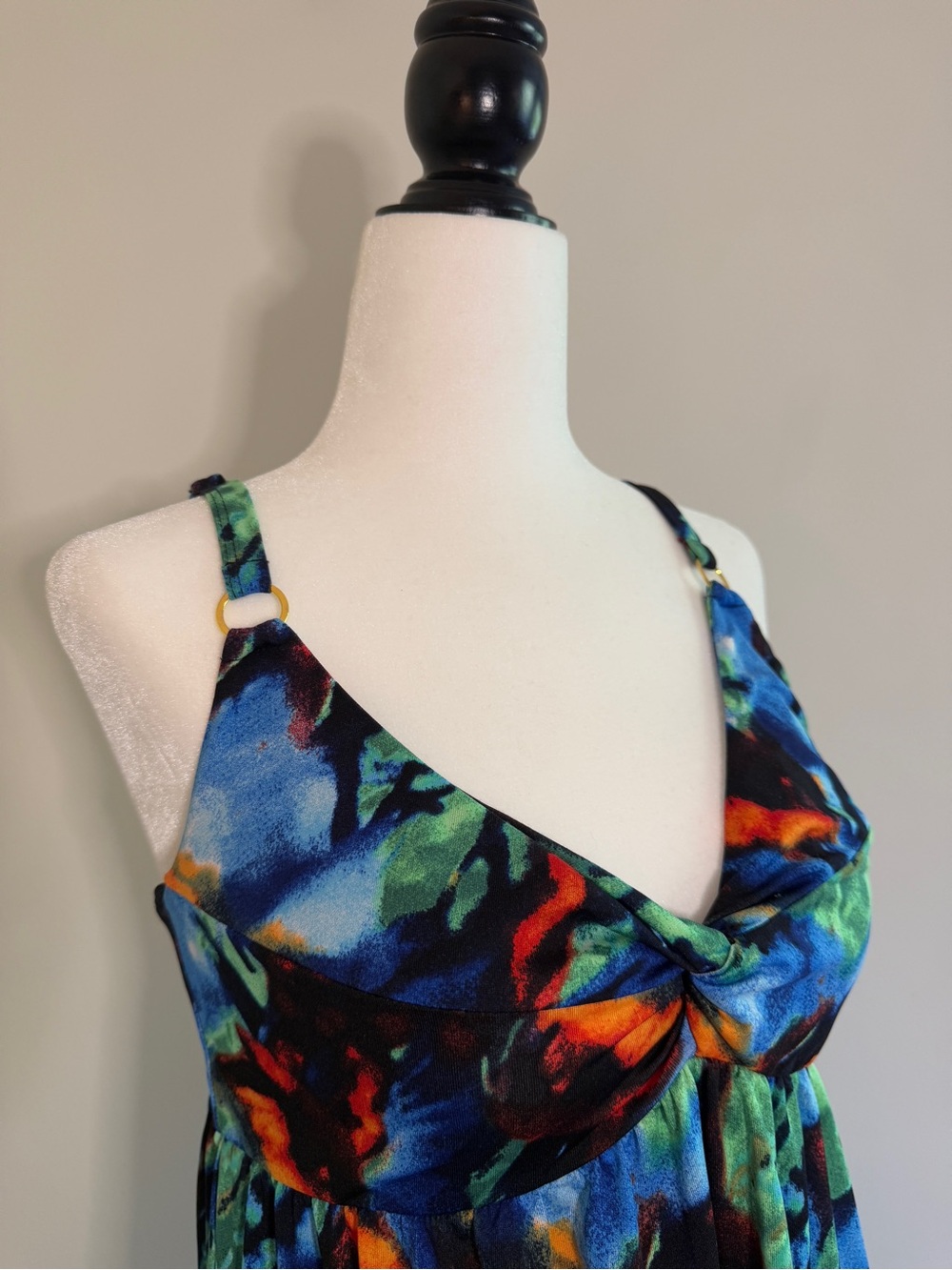 Simon Chang Blue Green Multicolor Midi Dress - Picture 2 of 6